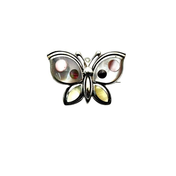 Eric Grossbardt 18K Gold Sterling Silver Pink Butterfly Brooch Pin Rare - Picture 3 of 4